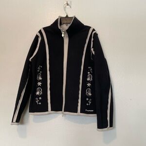 SDI sherpa full zip embroidered cozy snowmass blk and white  coat…